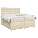 vidaXL Boxspring ágy matraccal Krémszínű 200 x 200 cm Szövet