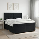 vidaXL Boxspring ágy matraccal fejtámlával Fekete 200 x 200 cm Szövet