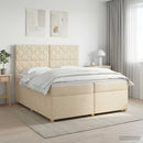 vidaXL Boxspring ágy matraccal Krémszínű 200 x 200 cm Szövet