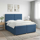 vidaXL Boxspring ágy matraccal fejtámlával Kék 200 x 200 cm Szövet