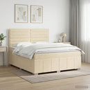 vidaXL Boxspring ágy matraccal Krémszínű 140 x 190 cm Szövet