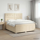 vidaXL Boxspring ágy matraccal Krémszínű 140 x 190 cm Szövet