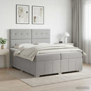 vidaXL Boxspring ágy matraccal Világosszürke 200 x 200 cm Szövet