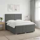 vidaXL Boxspring ágy matraccal Sötétszürke 200 x 200 cm Szövet