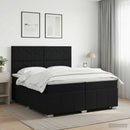 vidaXL Boxspring ágy matraccal fejtámlával Fekete 200 x 200 cm Szövet