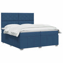 vidaXL Boxspring ágy matraccal fejtámlával Kék 200 x 200 cm Szövet