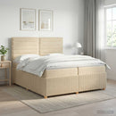 vidaXL Boxspring ágy matraccal Krémszínű 200 x 200 cm Szövet