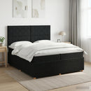 vidaXL Boxspring ágy matraccal fejtámlával Fekete 200 x 200 cm Szövet