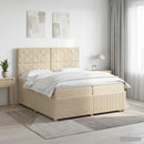 vidaXL Boxspring ágy matraccal Krémszínű 200 x 200 cm Szövet