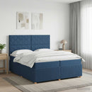 vidaXL Boxspring ágy matraccal fejtámlával Kék 200 x 200 cm Szövet