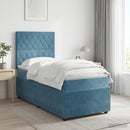vidaXL Boxspring ágy matraccal fejtámlával Kék 90 x 200 cm Bársony