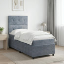 vidaXL Boxspring ágy matraccal Sötétszürke Egyszemélyes Bársony