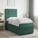 vidaXL Boxspring ágy matraccal Sötétzöld 90 x 200 cm Bársony