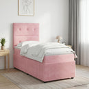 vidaXL Boxspring ágy matraccal Rózsaszín 90 x 200 cm Bársony
