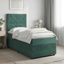 vidaXL Boxspring ágy matraccal Sötétzöld 100 x 200 cm Bársony