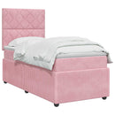 vidaXL Boxspring ágy matraccal Rózsaszín 90 x 190 cm Bársony