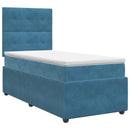 vidaXL Boxspring ágy matraccal fejtámlával Kék 90 x 200 cm Bársony
