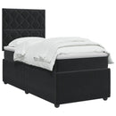 vidaXL Boxspring ágy matraccal fejtámlával Fekete 90 x 200 cm Bársony
