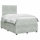 vidaXL Boxspring ágy matraccal Világosszürke 120 x 200 cm Bársony