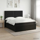 vidaXL Boxspring ágy matraccal fejtámlával Fekete 140 x 190 cm Bársony
