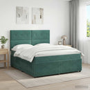 vidaXL Boxspring ágy matraccal Sötétzöld 140 x 200 cm Bársony