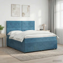 vidaXL Boxspring ágy matraccal fejtámlával Kék 140 x 200 cm Bársony
