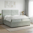 vidaXL Boxspring ágy matraccal Világosszürke 200 x 200 cm Bársony