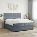 vidaXL Boxspring ágy matraccal Sötétszürke 200 x 200 cm Bársony