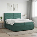vidaXL Boxspring ágy matraccal Sötétzöld 200 x 200 cm Bársony