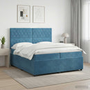 vidaXL Boxspring ágy matraccal fejtámlával Kék 200 x 200 cm Bársony