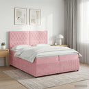 vidaXL Boxspring ágy matraccal Rózsaszín 200 x 200 cm Bársony