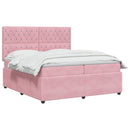 vidaXL Boxspring ágy matraccal Rózsaszín 200 x 200 cm Bársony