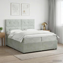 vidaXL Boxspring ágy matraccal Világosszürke 200 x 200 cm Bársony