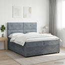 vidaXL Boxspring ágy matraccal Sötétszürke 200 x 200 cm Bársony