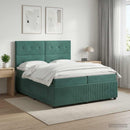 vidaXL Boxspring ágy matraccal Sötétzöld 200 x 200 cm Bársony