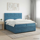 vidaXL Boxspring ágy matraccal fejtámlával Kék 200 x 200 cm Bársony
