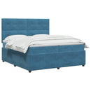 vidaXL Boxspring ágy matraccal fejtámlával Kék 200 x 200 cm Bársony