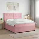 vidaXL Boxspring ágy matraccal Rózsaszín 200 x 200 cm Bársony