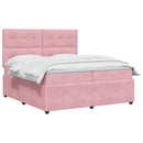 vidaXL Boxspring ágy matraccal Rózsaszín 200 x 200 cm Bársony