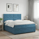 vidaXL Boxspring ágy matraccal fejtámlával Kék 200 x 200 cm Bársony