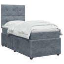 vidaXL Boxspring ágy matraccal Sötétszürke Egyszemélyes Bársony