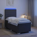 vidaXL Boxspring ágy matraccal és LED-del Sötétszürke 90 x 190 cm