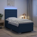 vidaXL Boxspring ágy matraccal LED szalagokkal Kék 90 x 200 cm Szövet