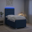 vidaXL Boxspring ágy matraccal LED szalagokkal Kék 80 x 200 cm Szövet