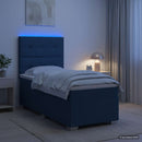 vidaXL Boxspring ágy matraccal LED szalagokkal Kék 80 x 200 cm Szövet