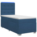 vidaXL Boxspring ágy matraccal LED szalagokkal Kék 80 x 200 cm Szövet