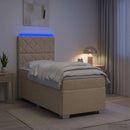 vidaXL Boxspring ágy matraccal Krémszínű 100 x 200 cm Szövet