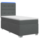 vidaXL Boxspring ágy matraccal Sötétszürke 90 x 190 cm Szövet
