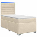 vidaXL Boxspring ágy matraccal Krémszínű 90 x 200 cm Szövet