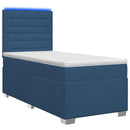 vidaXL Boxspring ágy matraccal LED szalagokkal Kék 100 x 200 cm Szövet